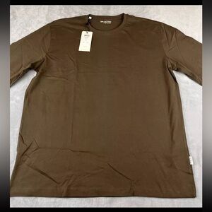 Selected Homme Mens brown long sleeve crew neck tshirt size XXL